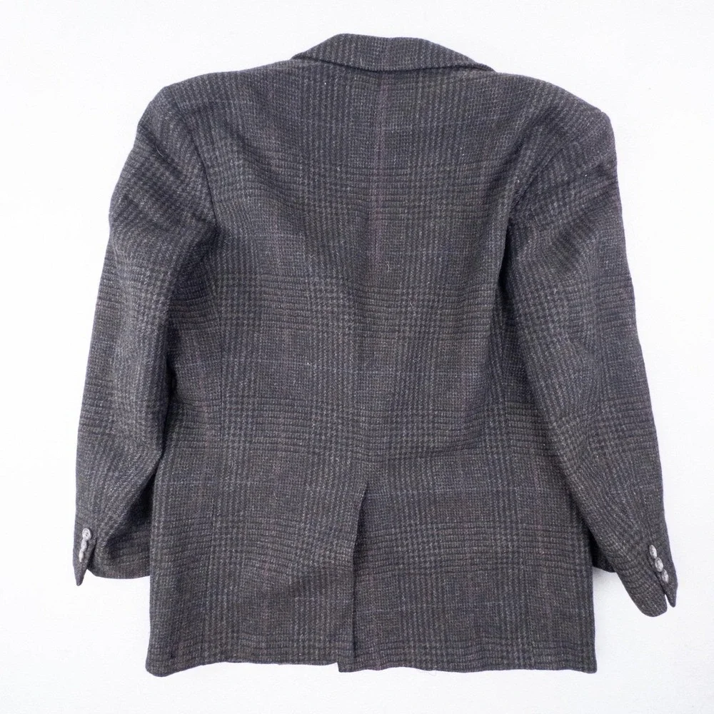 Vintage Nordstrom Mens Plaid Tweed Blazer 100% Wool Sport Coat L/XL